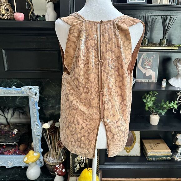 Rebecca Taylor Sequin Animal Print Blouse Size 10 - Picture 1 of 9